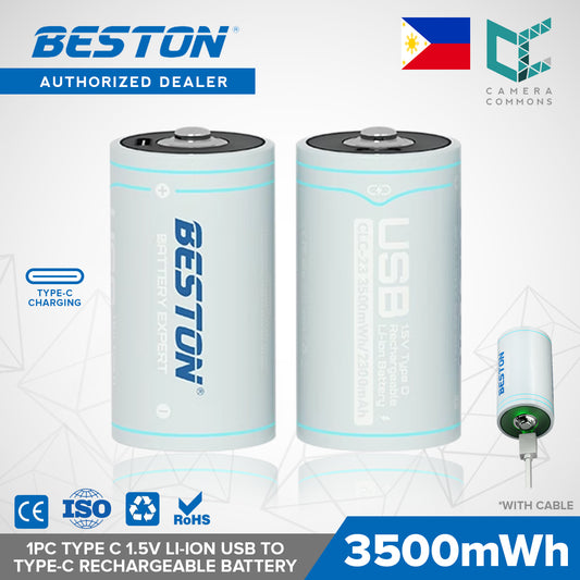 Beston 1pc Type C Size 1.5V Li-ion 3500mwh Type C Rechargeable Lithium Battery CLC-23 with Cable