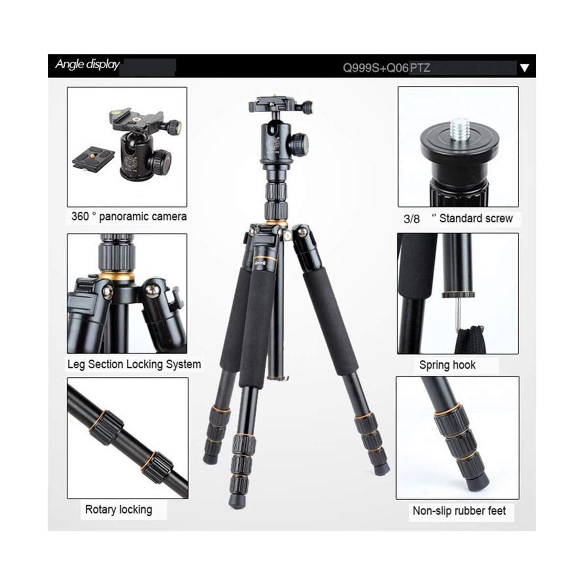QZSD Q999 Aluminum Alloy Portable Traveling Tripod with Ball Head for Digital Camera and Camcorder