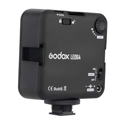 Godox LED64 Portable & Dimmable Continuous On Camera LED Panel Video Light for DSLR Cameras & Camcorders