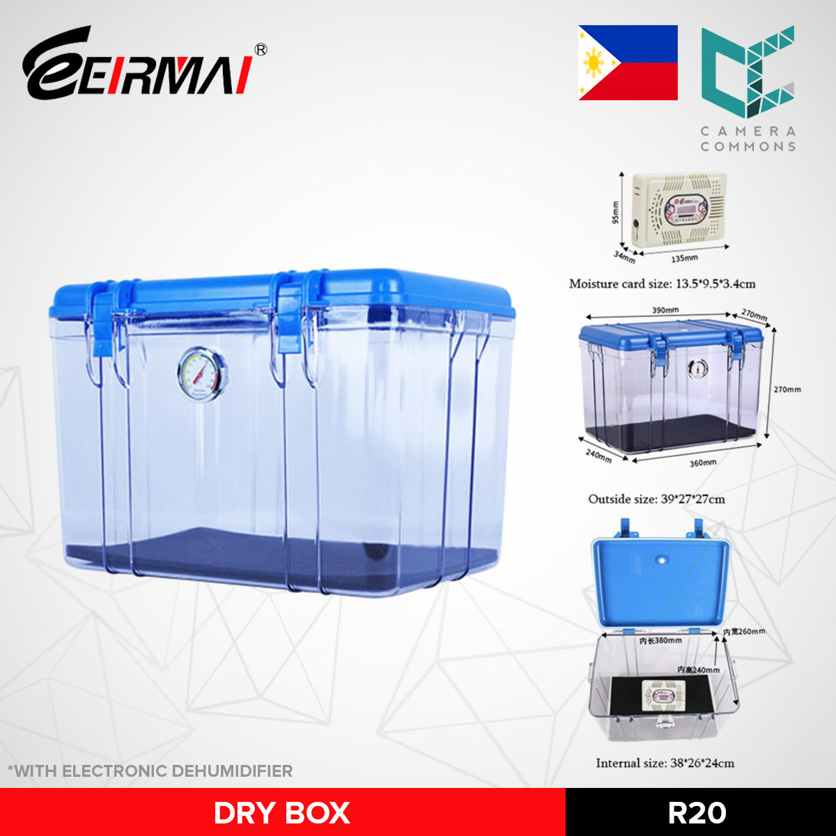 Eirmai R20 Dry Box Moisture Proof Dryer Box with Electronic Dehumidifier for Camera Gears
