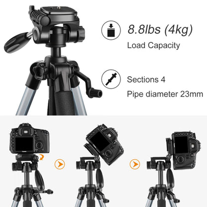 K&F Concept TM2324L 56inch Compact Tripod with Pan Ball Head Gray 56 Professional Travel Tripod for DSLR Camera Camcorder Mirrorless KF09.048V1