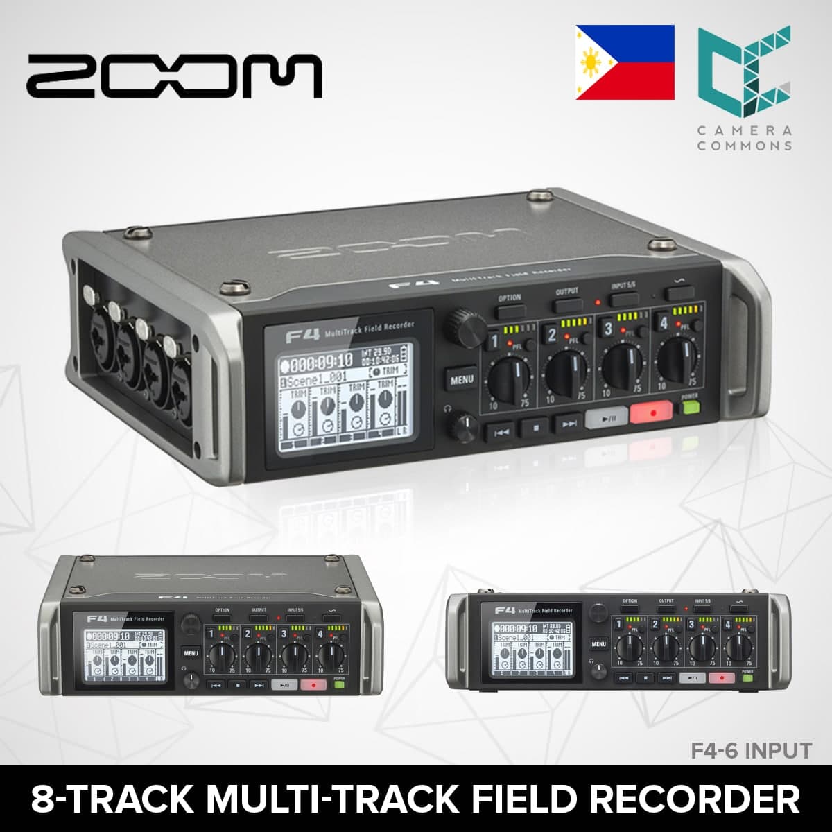 Zoom F4 Professional Field Recorder/Mixer, Audio for Video, 24-bit/192 kHz Recording, 8 Channel Recorder