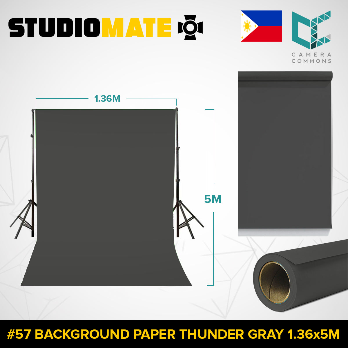 Studiomate Seamless Photography Videography Backdrop Background Paper 1.36x5m / 4.46 x 16.4 ft Studio Equipment