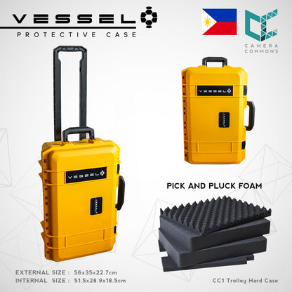 VESSEL CC1 Trolley Hard Case Camera Photography Equipment Case with Wheels (Black)