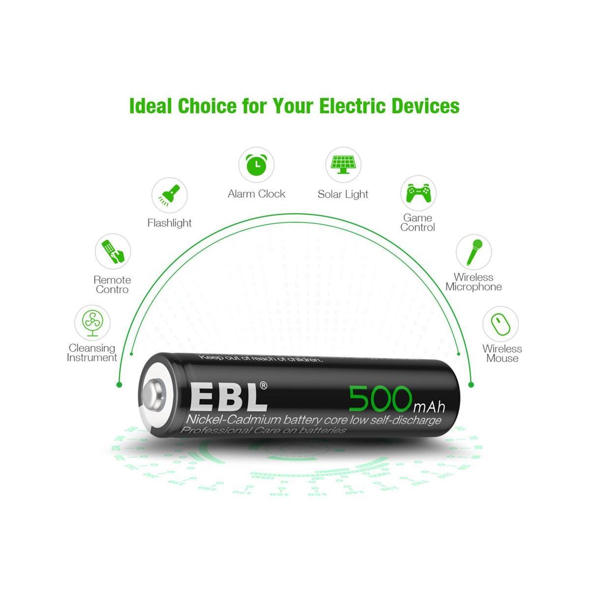 EBL 4 Pack 1.2V AAA Size 500mAh Rechargeable battery - Ni-CD NiCD Camera Commons PH