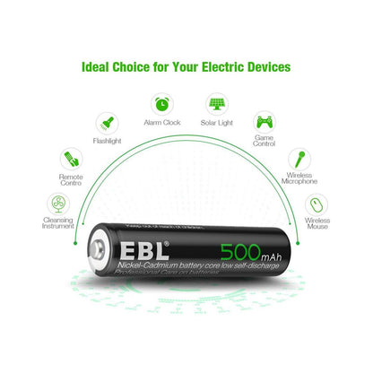 EBL 4 Pack 1.2V AAA Size 500mAh Rechargeable battery - Ni-CD NiCD Camera Commons PH