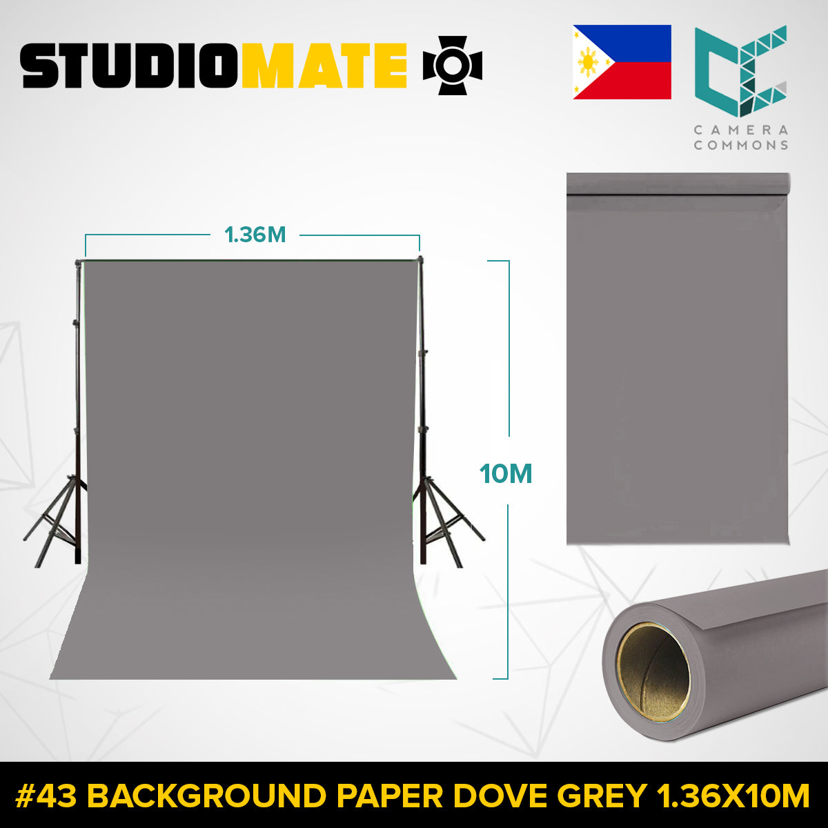 Studiomate Seamless Photography Videography Backdrop Background Paper 1.36x10m / 4.46 x 32 ft Studio Equipment