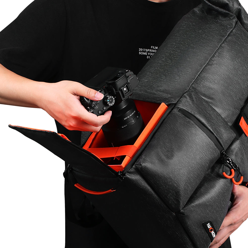 K&F Concept Camera Backpack Waterproof Photography 15" Laptop Compartment for SLR/DSLR Camera, Lens and Accessories with Rain Cover - KF13.096 COMMUTER