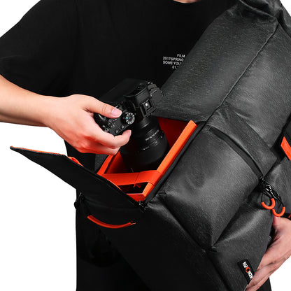 K&F Concept Camera Backpack Waterproof Photography 15" Laptop Compartment for SLR/DSLR Camera, Lens and Accessories with Rain Cover - KF13.096 COMMUTER
