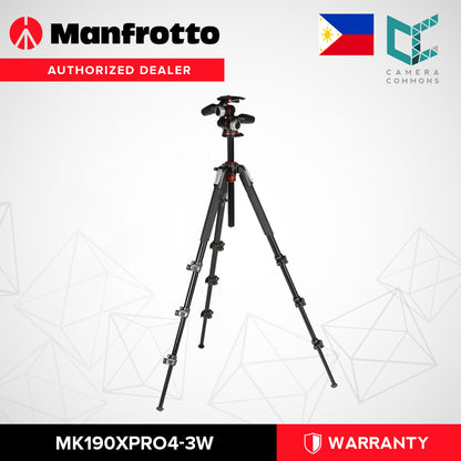 Manfrotto MK190XPRO4-3W Aluminum Tripod with 3-Way Pan Tilt Head