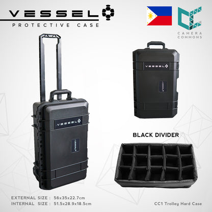 VESSEL CC1 Trolley Hard Case Camera Photography Equipment Case with Wheels (Black)