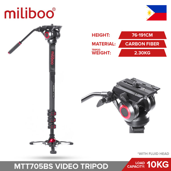 Miliboo MTT705AS MTT705BS Professional Aluminum Carbon Fiber Video Monopod with MYT801 Fluid Head for Photography