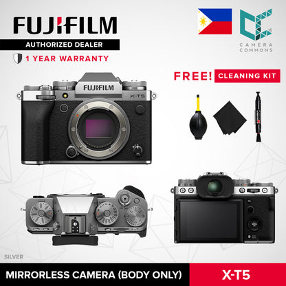 FUJIFILM X-T5 Mirrorless Camera Body 40MP APS-C 7-Stop IBIS Tilting Touchscreen LCD Black Silver