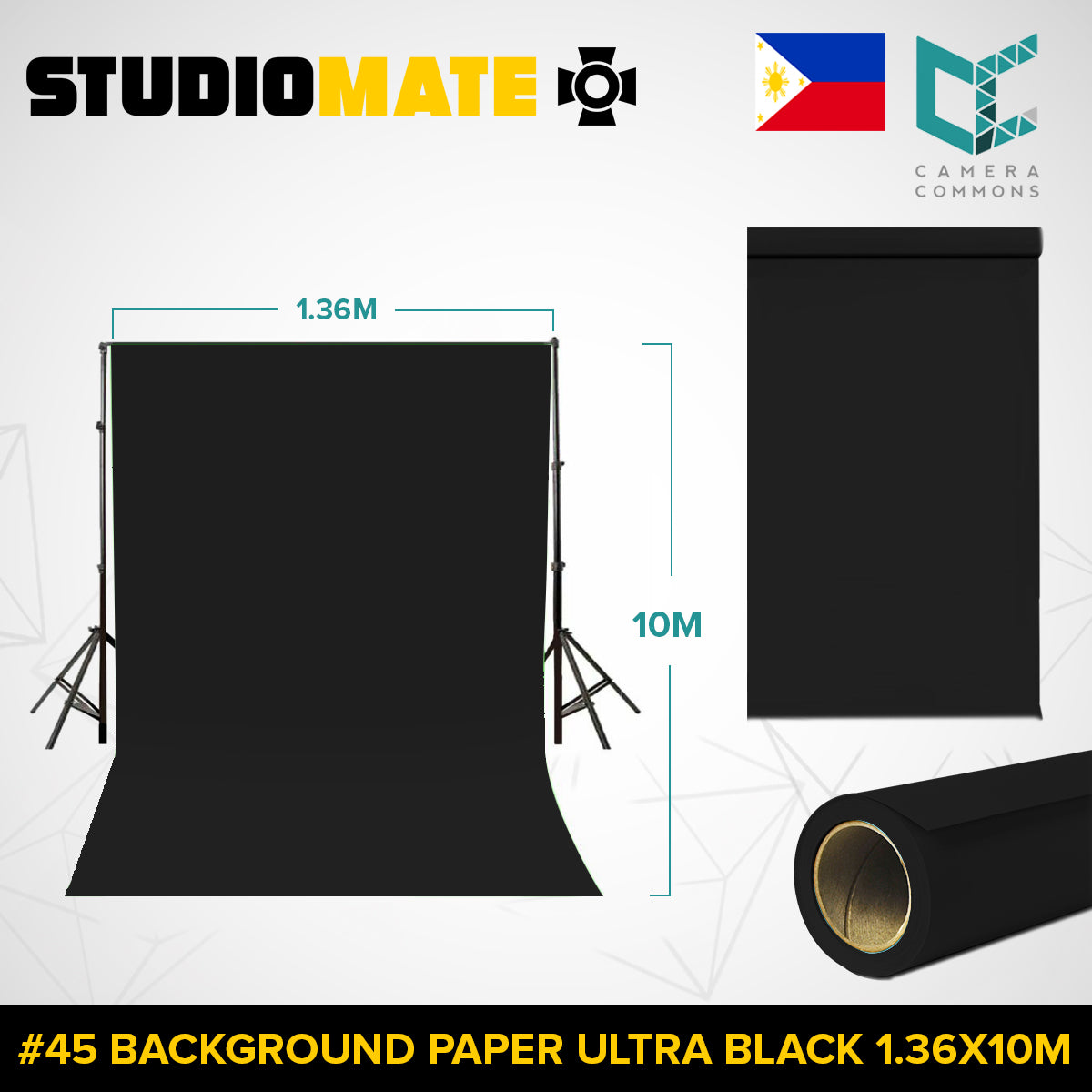 Studiomate Seamless Photography Videography Backdrop Background Paper 1.36x10m / 4.46 x 32 ft Studio Equipment