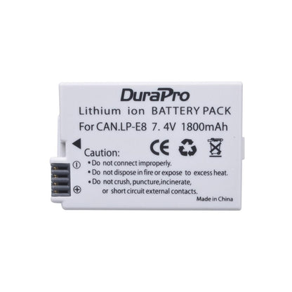 DuraPro LP-E8 Battery LP E8 LPE8 Batteries For Canon EOS 550D 600D 650D 700D kiss X4 X5 X6i X7i Rebel T2i T3i T4i T5i