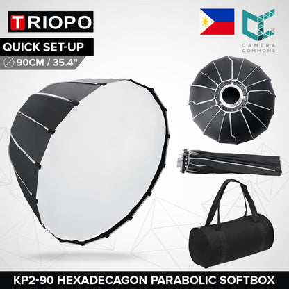 Triopo KP2-90 Hexadecagon Parabolic Softbox Bowens Mount 90cm 35.4inches for Studio Photography
