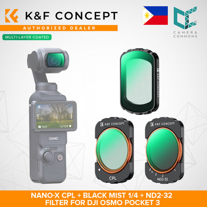 K&F Concept CPL + Black Mist 1/4 + ND2-32 Filter for DJI Osmo Pocket 3 Camera Lens Accessories