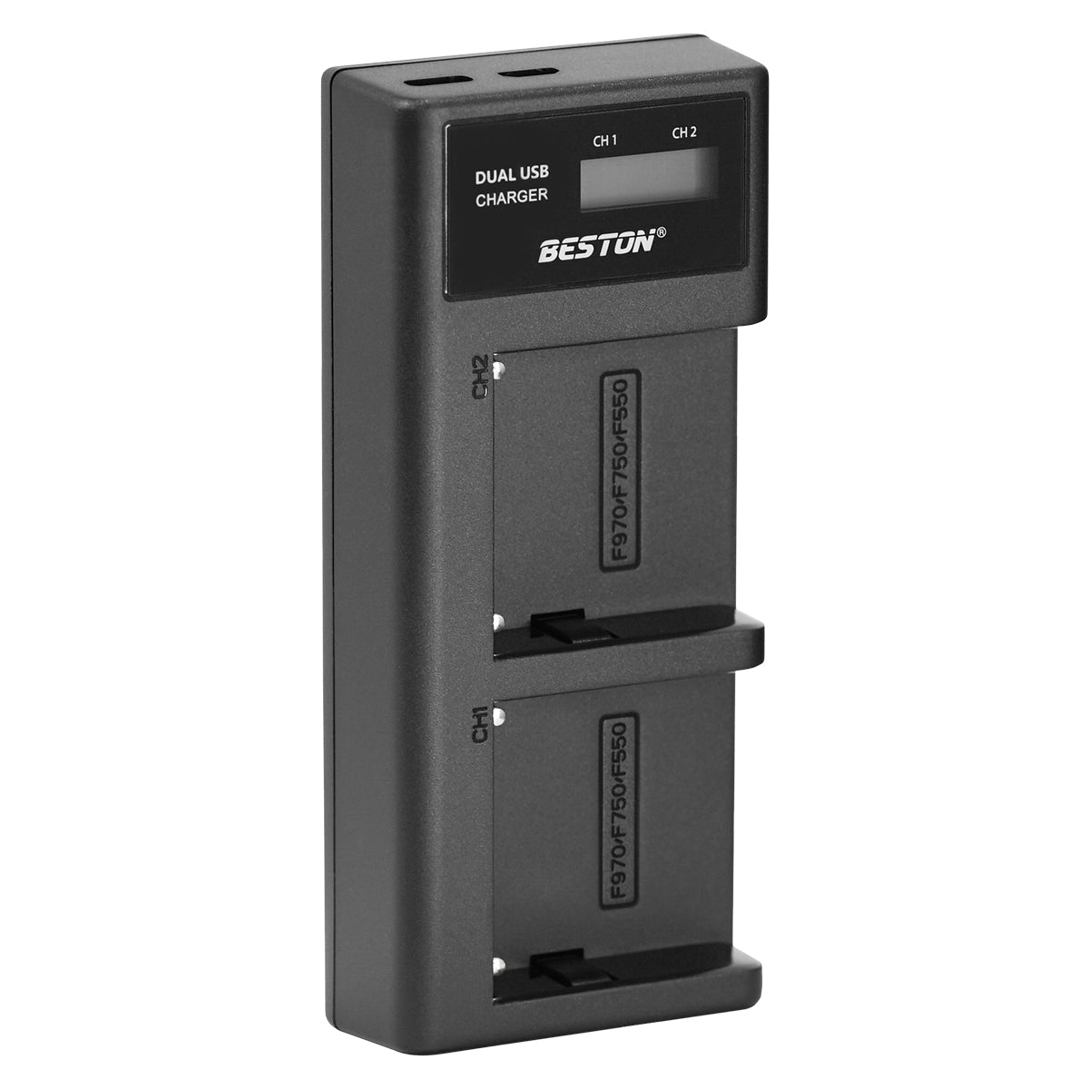 BESTON F970 / F750 / F550 LCD Dual USB Charger (Micro USB Type-C) for Sony Batteries NPF970 NPF750 NPF550 NP-F970 NP-F750 NP-F550