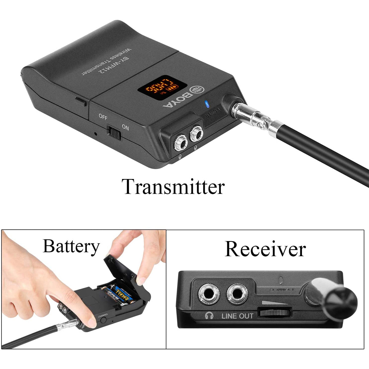 BOYA BY-WFM12 12-Channels VHF Transmitter and Receiver System Professional Wireless Lavalier Mic
