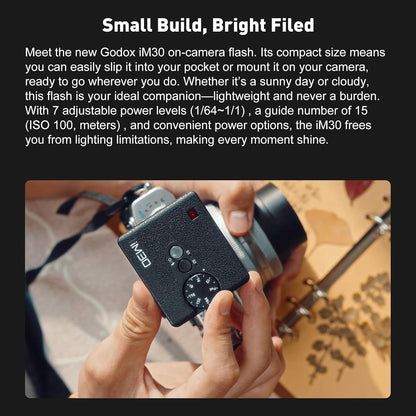 Godox iM20 iM22 iM30 Mini Manual Flash Shoe-Mounted Compact Portable Lightweight 6500K CCT