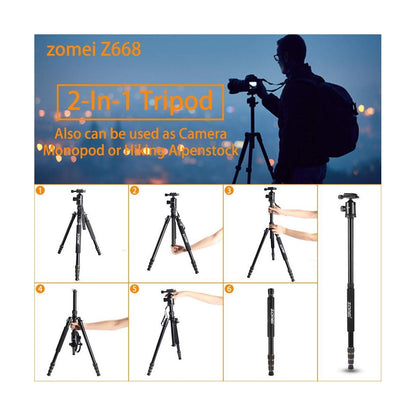 Zomei Z668 Professional Tripod Monopod Ball Head with Travel Bag Compact Lightweight for DSLR Canon Nikon Sony Olympus