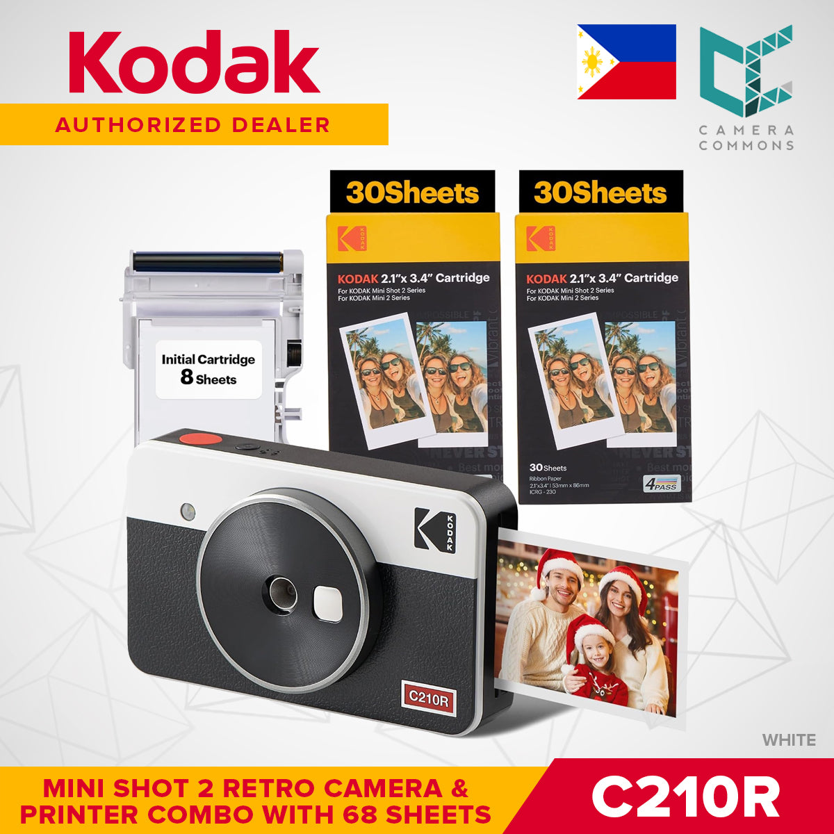 Kodak Mini Shot 2 Retro 2.1"x3.4" Camera and Printer Combo LCD Display 4PASS Print C210R