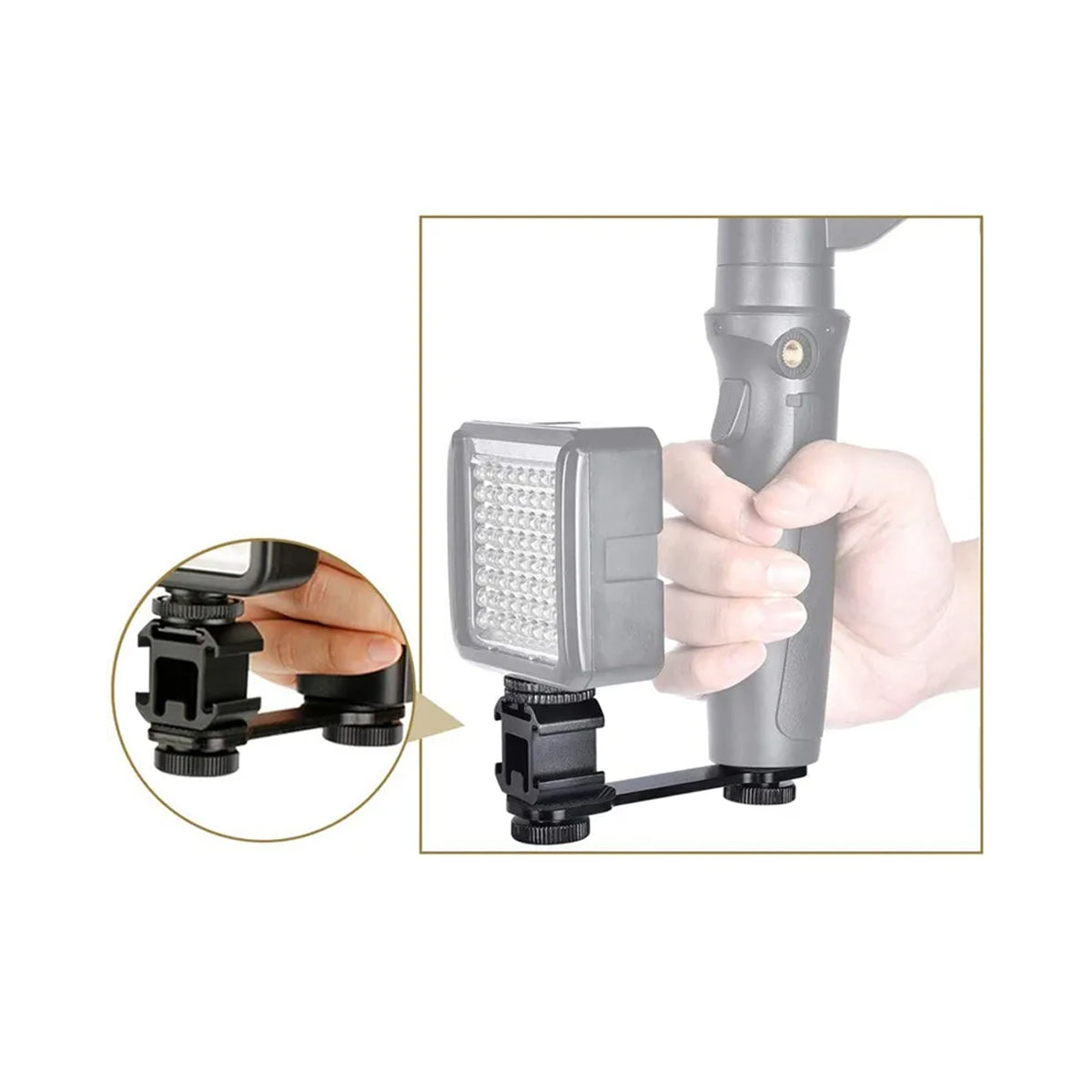 STUDIOMATE Triple Cold Shoe Mount Universal Extension Bar Bracket Holder Adapter 1/4" Screw Coldshoe for LED Video Light DSLR Phone Gimbal Stabilizer Microphone