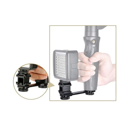 STUDIOMATE Triple Cold Shoe Mount Universal Extension Bar Bracket Holder Adapter 1/4" Screw Coldshoe for LED Video Light DSLR Phone Gimbal Stabilizer Microphone