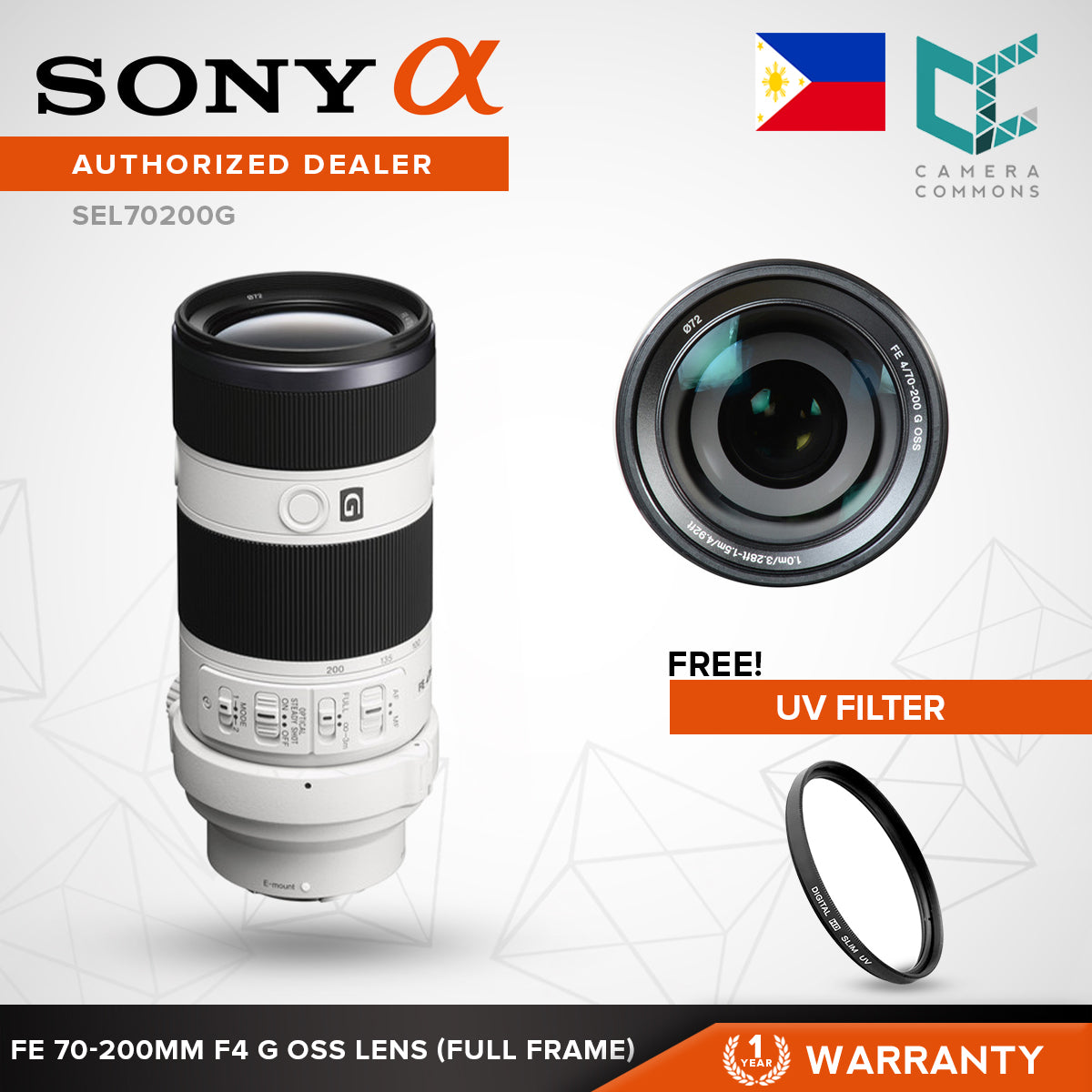 Sony SEL70200G/ FE 70-200mm F4 G OSS Lens