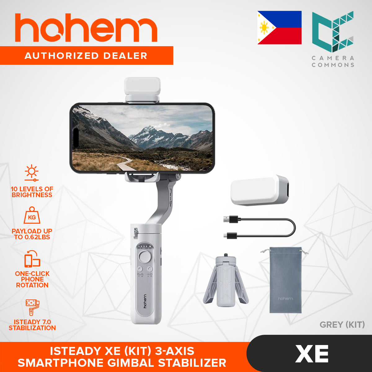 Hohem iSteady XE Smartphone Gimbal Stabilizer Vertical Mode 10 Brightness Levels Magnetic Light