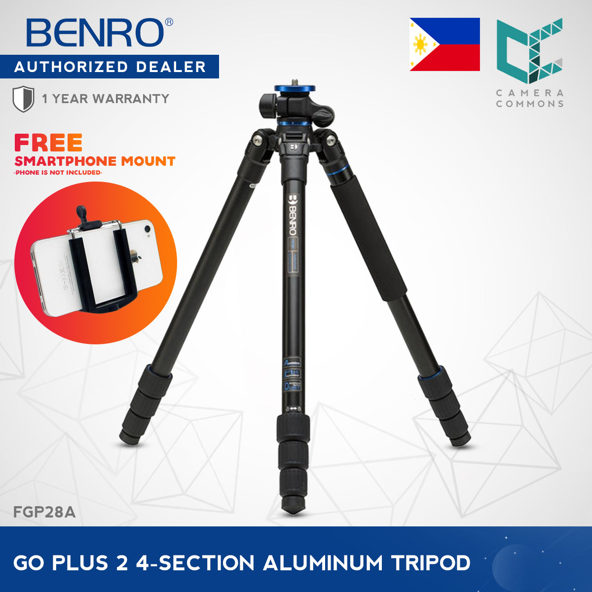 Benro FGP28A Go Plus 4-Section Aluminum Travel Tripod
