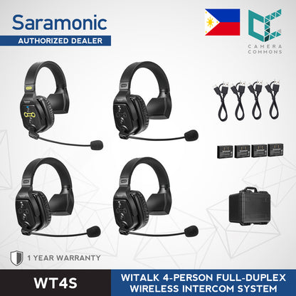 Saramonic WiTalk WT4S 4-Person WT5S Full-Duplex Wireless Intercom System with Single-Ear Headsets (1.9 GHz)