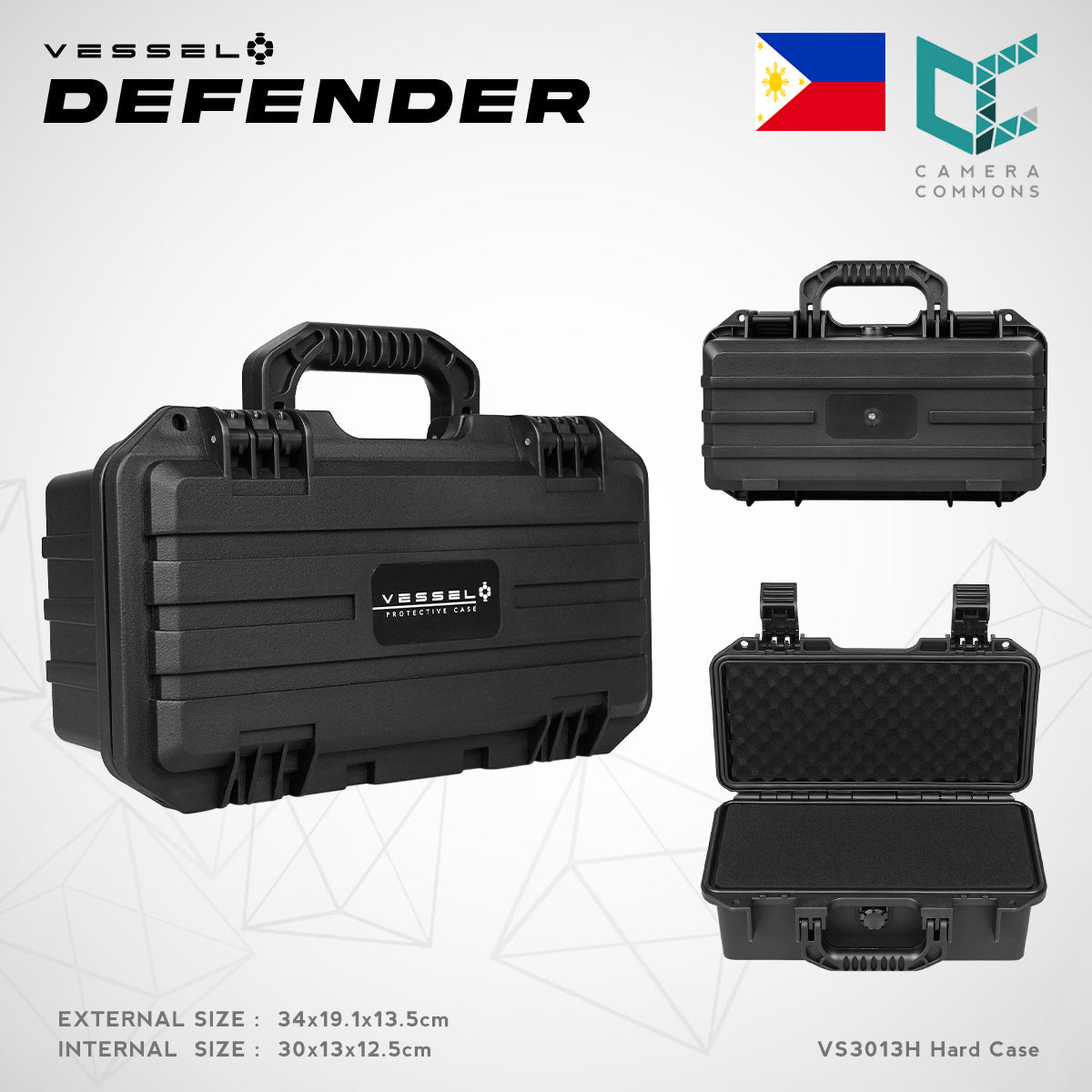 VESSEL DEFENDER VS3013H Portable Hard Case Waterproof for Photography, Equipment, Instruments and other devices
