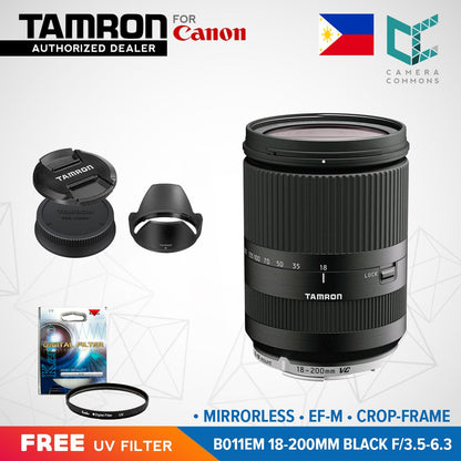 Tamron B011EM 18-200mm f/3.5-6.3 Di III VC Black Lens for Canon Mirrorless EF - M Mount Crop Frame