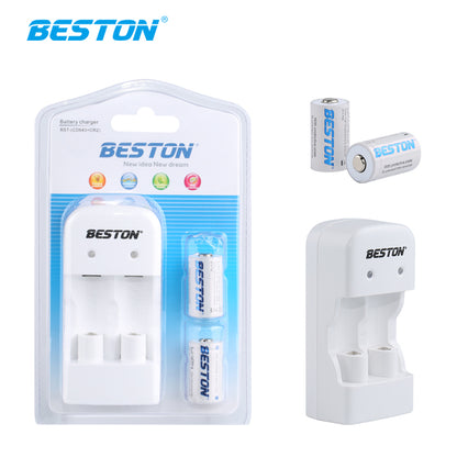 Beston CR123A 650mAh Rechargeable 2x Battery and Charger Set BST-CD643+CR123A