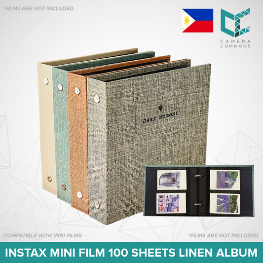 Photo Album 100 Sheets Pockets Slots Linen Hardcover 2-Ring Binder for Fujifilm Instax Mini Films