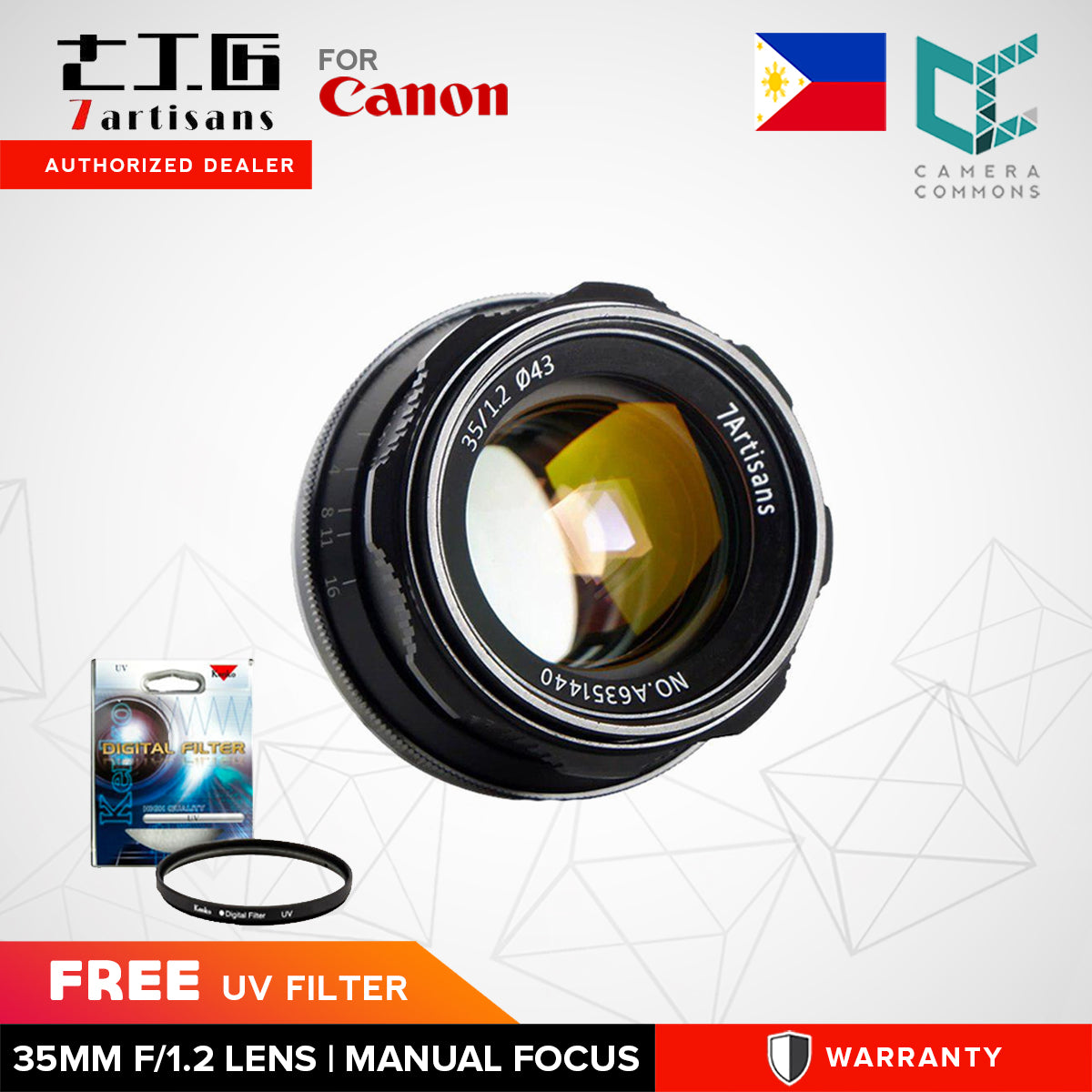 7artisans 35mm f/1.2 Photoelectric Lens for Canon EF-M EFM Camera
