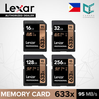 Lexar Professional High-Performance 633X SDHC / SDXC UHS-I/U1 Card (16gb, 32gb , 64gb, 128gb, 256gb)