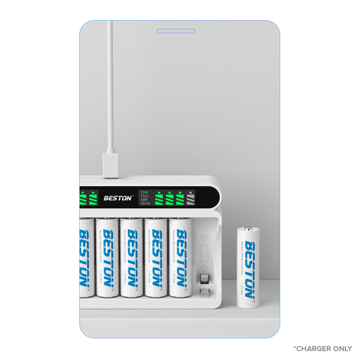 Beston C9024 LED C9024L Smart LCD 8 Bay Charger with Cable for Ni-MH AA AAA Battery