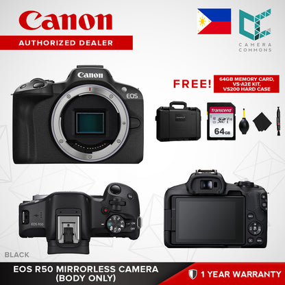Canon EOS R50 Mirrorless Camera with 18-45mm Lens Black White APS-C 4K 30p DIGIC X Vertical Movie Mode