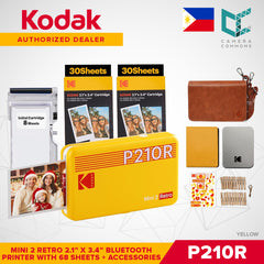 Kodak Mini 2 Retro 2.1"x3.4" Bluetooth Photo Printer Set 4PASS Borderless Print P210R