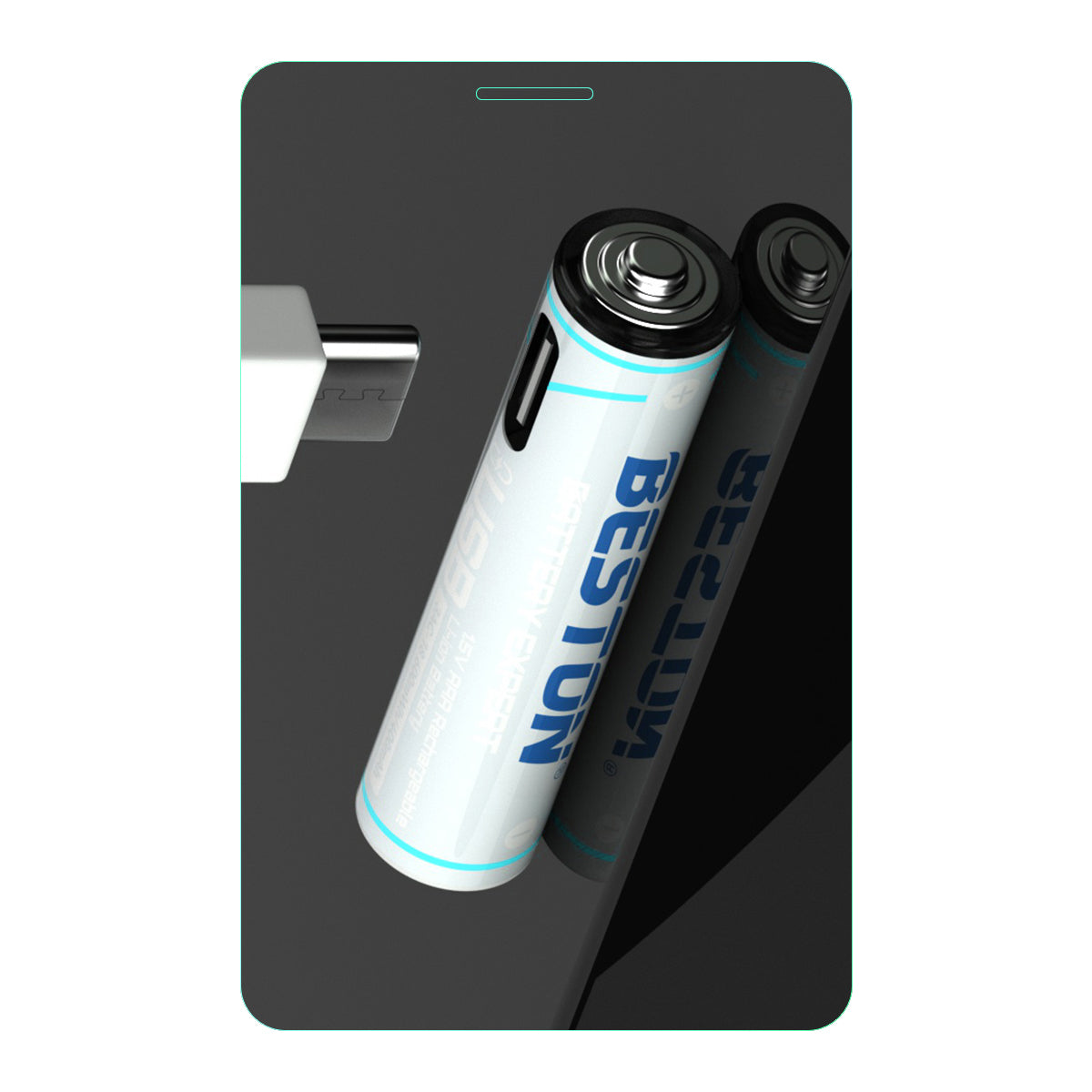 Beston 4pcs AAA 1.5V Li-ion 600mwh USB to Type C Rechargeable Lithium Battery 3AC-18 with Cable