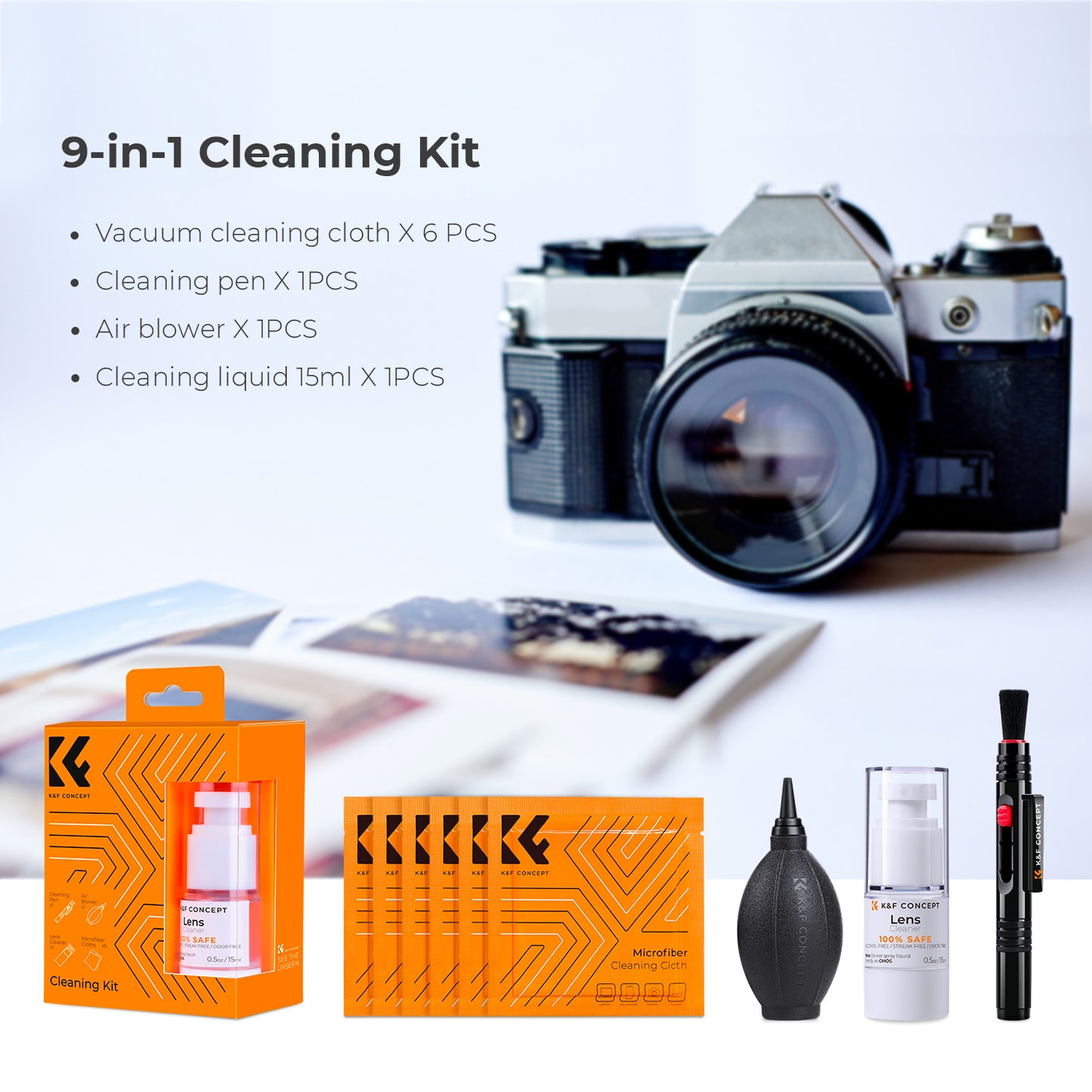 K&F Concept 1618 4-In-1 Cleaning Pen Cleaning Kit for DSLR Camera Lenses