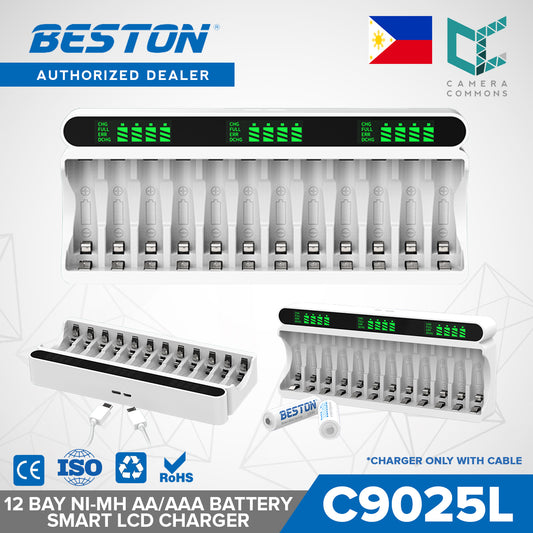 Beston C9025 LED C9025L Smart LCD 12 Bay Charger for Ni-MH AA AAA Battery