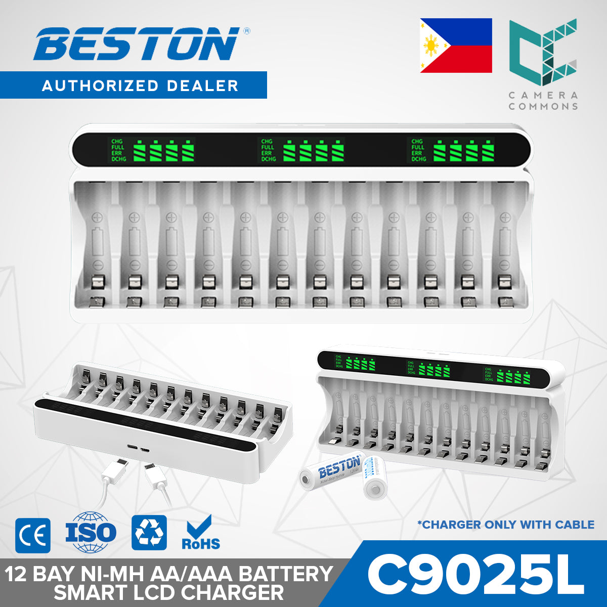 Beston C9025 LED C9025L Smart LCD 12 Bay Charger for Ni-MH AA AAA Battery