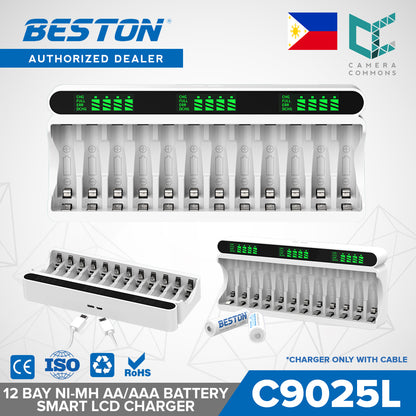 Beston C9025 LED C9025L Smart LCD 12 Bay Charger for Ni-MH AA AAA Battery
