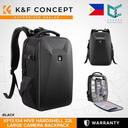 K&F Concept KF13.134 Hive HardShell 22L Large Camera Bag Backpack with 15-15.6 Inches Laptop Compartment