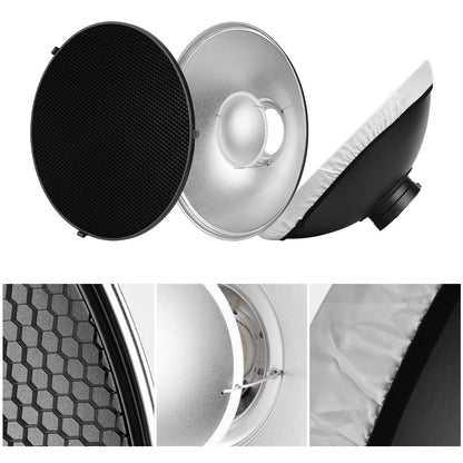 Silver Bowens Mount Beauty Dish 70cm 28" +Honeycomb Grid+Diffuser Sock for Professional Photography