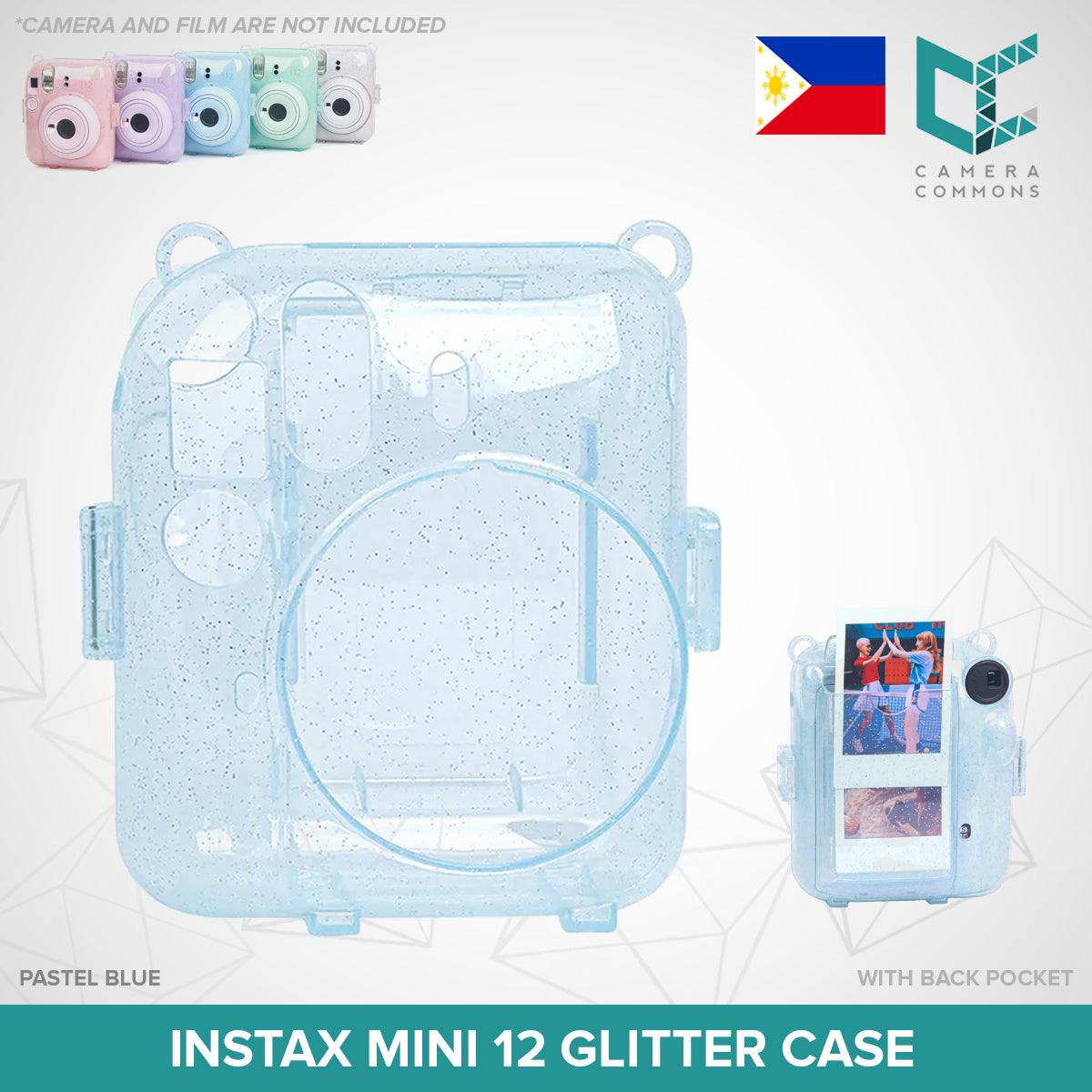 Clear Glitter Case for Fujifilm Instax Mini 11 Mini 12 Camera Transparent Protective Crystal Cover