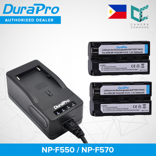 DuraPro 2 Pcs NP-F550 F550 NP-F570 Decoded Lithium/Li-ion Rechargeable Battery 2600mAh and DuraPro NP-F960 Single Fast Charger for Sony Battery NP-F970 NP-F960 NP-F750 NP-F550